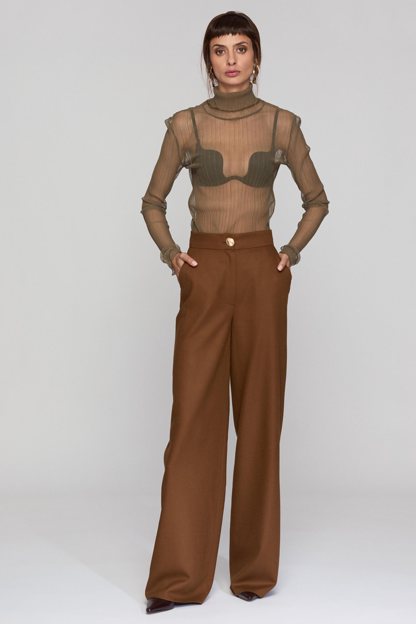 Pantaloni Largi Din Lana Cu Casmir "Arabella"
