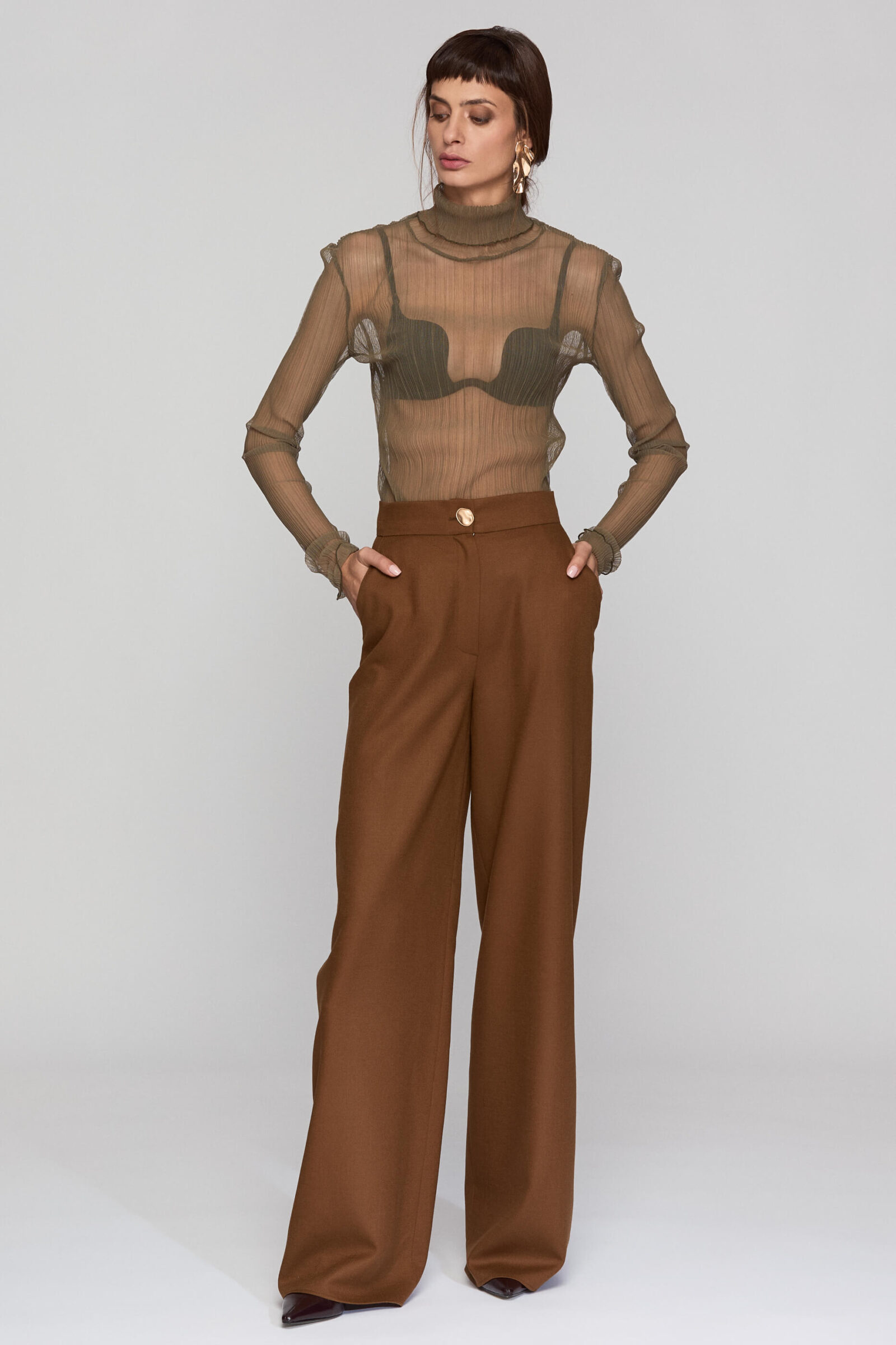 Pantaloni Largi Din Lana Cu Casmir "Arabella"