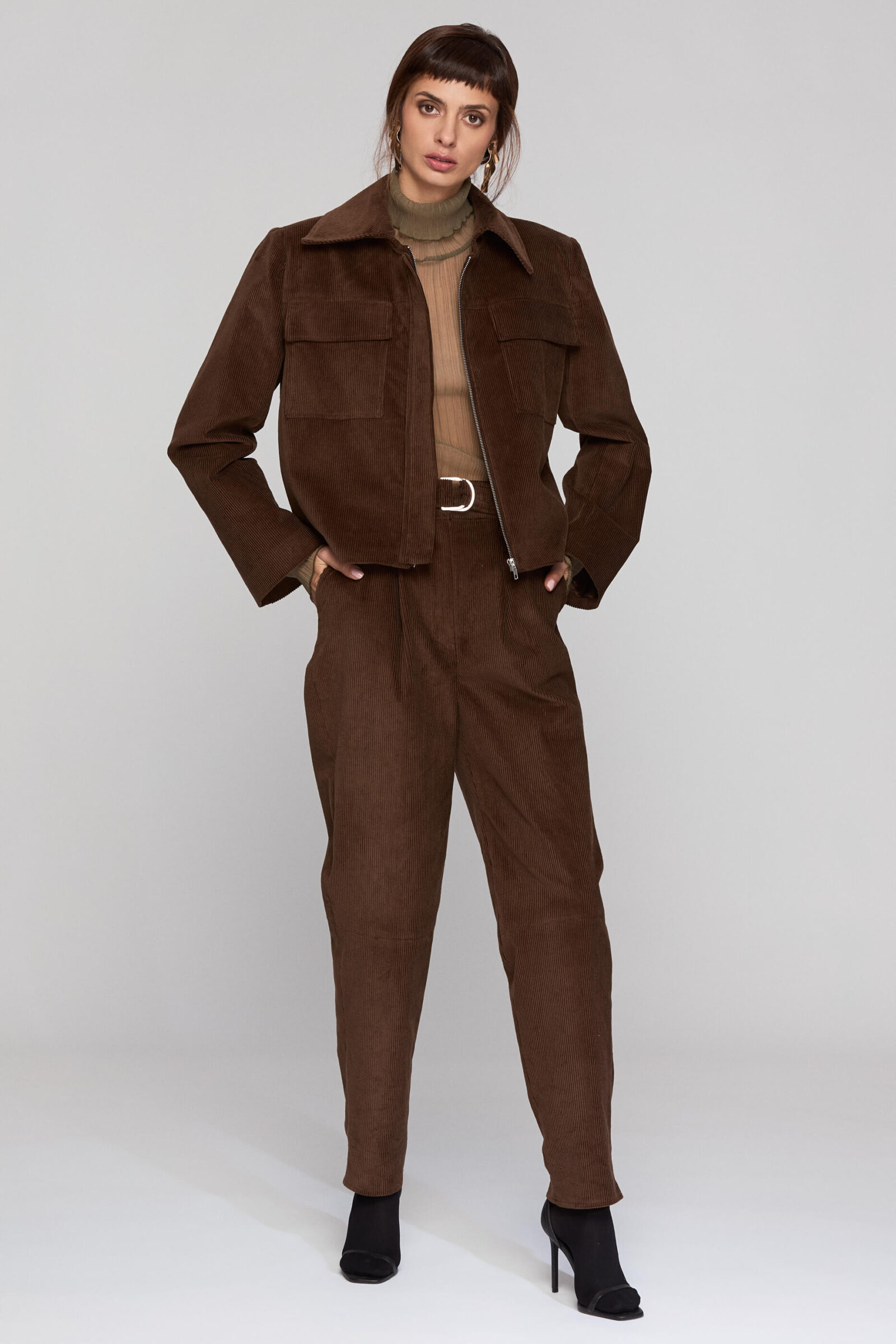 Set Jacheta Si Pantaloni Din Catifea De Bumbac "Anais"