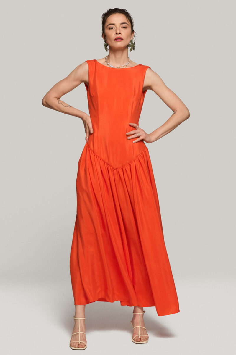 Rochie Lunga Din Cupro "Elara"