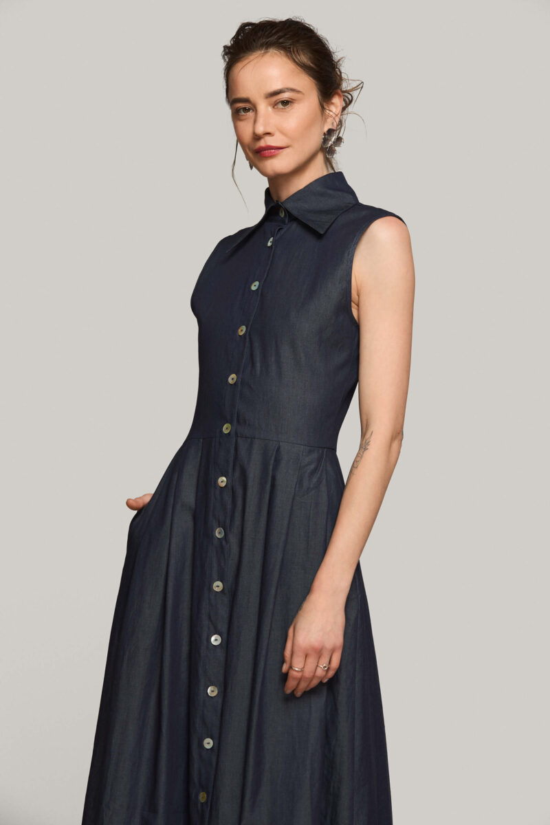 Rochie Lunga Din Denim de Bumbac "Fabiola"