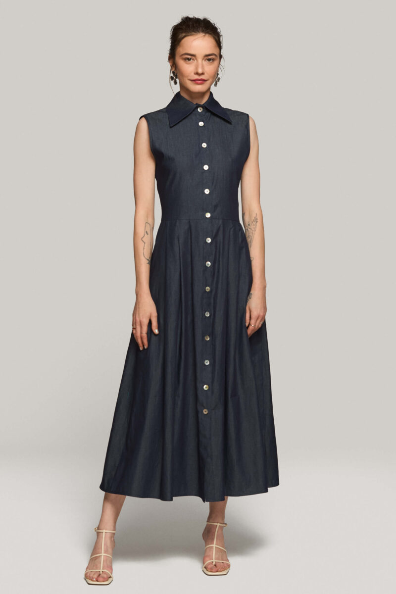 Rochie Lunga Din Denim de Bumbac "Fabiola"
