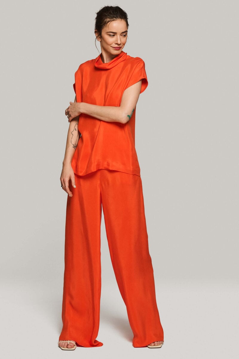 Set Bluza Si Pantaloni Largi din Cupro "Como"
