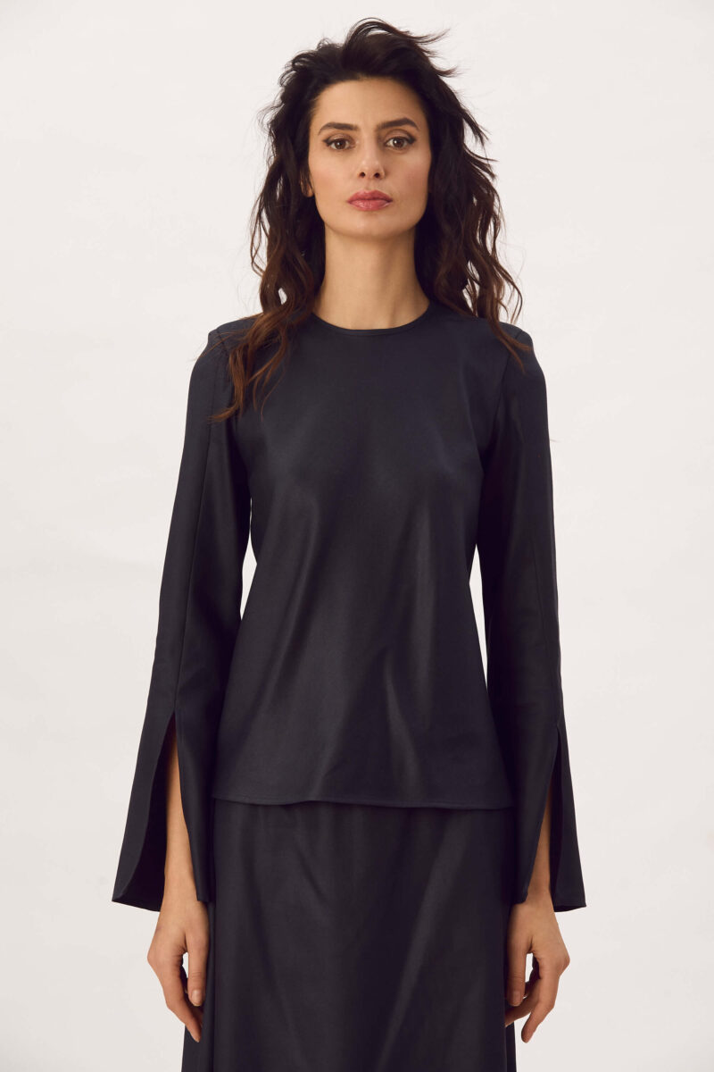 Bluza Cu Pernite La Umeri Din Lyocell "Amina"