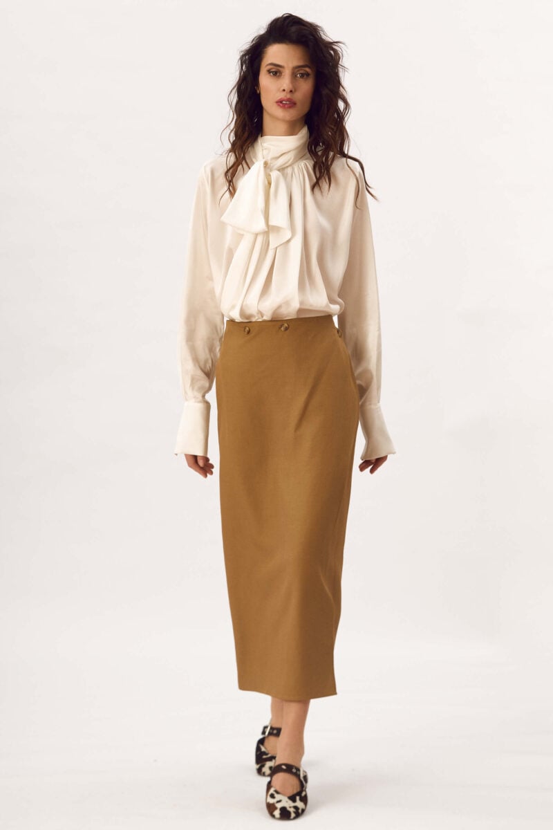 Fusta Cu Panou Frontal Din In Cu Bumbac  "Ariela"