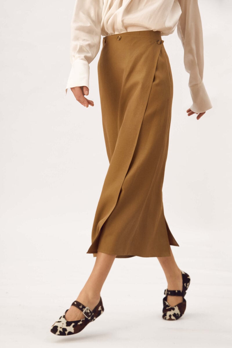 Fusta Cu Panou Frontal Din In Cu Bumbac  "Ariela"