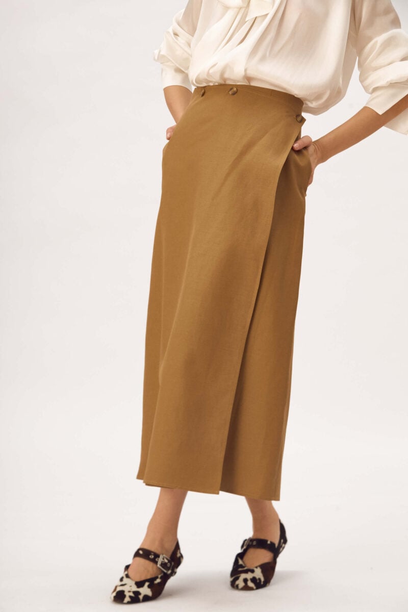 Fusta Cu Panou Frontal Din In Cu Bumbac  "Ariela"