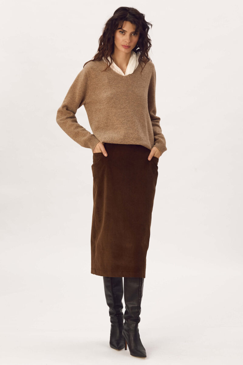 Fusta din catifea reiata de bumbac "Luara"