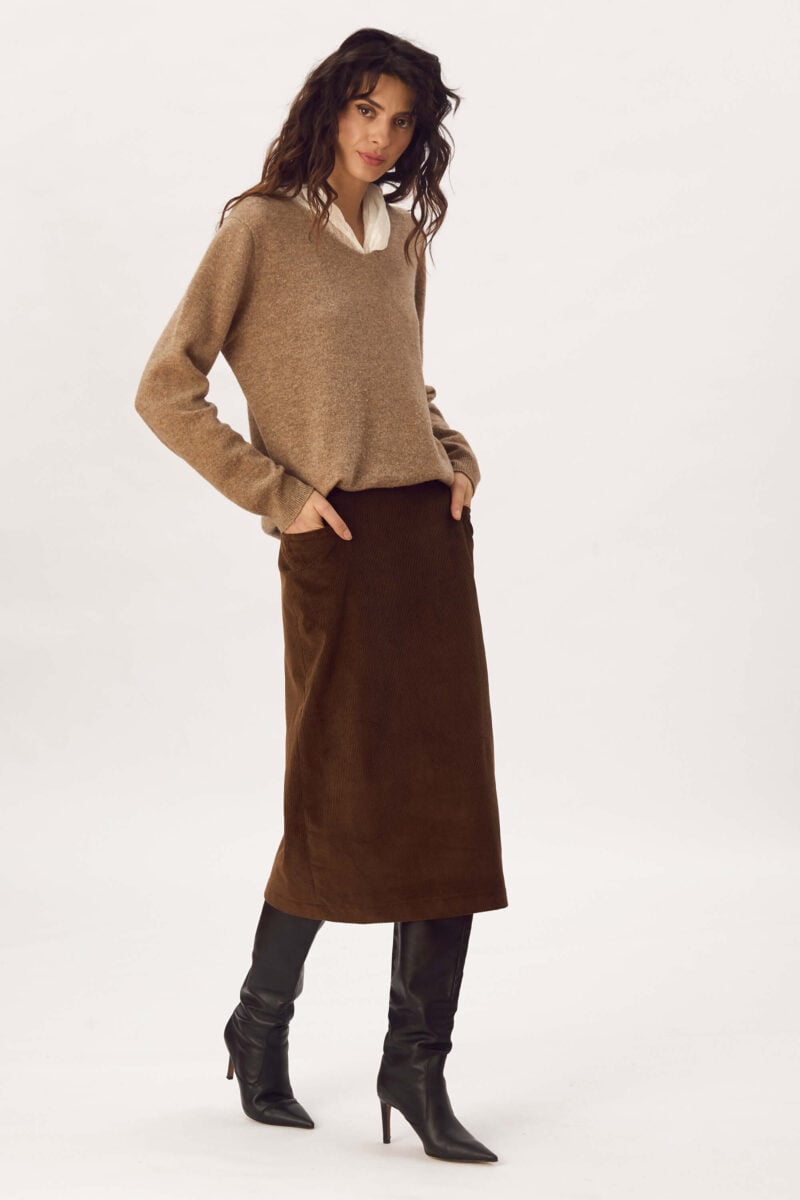 Fusta din catifea reiata de bumbac "Luara"