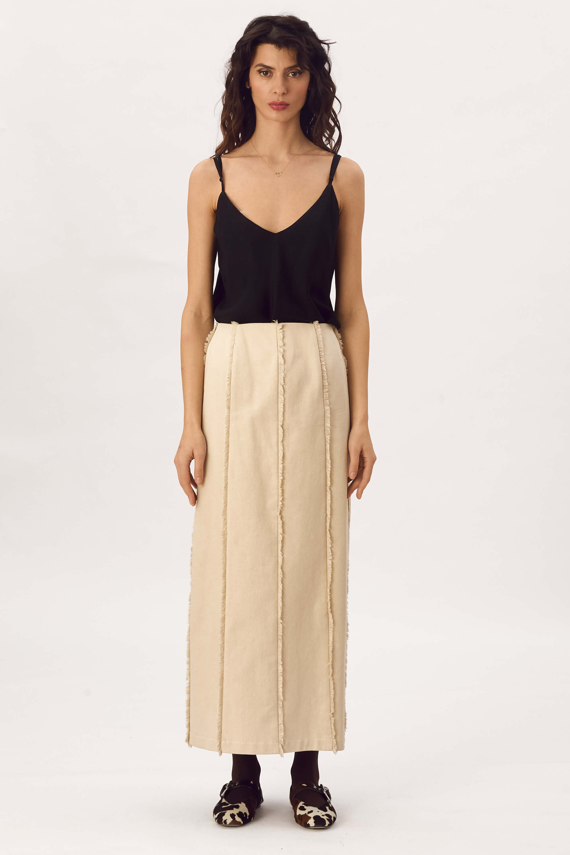 Fusta Lunga Din Bumbac Cu Franjuri "Claire"