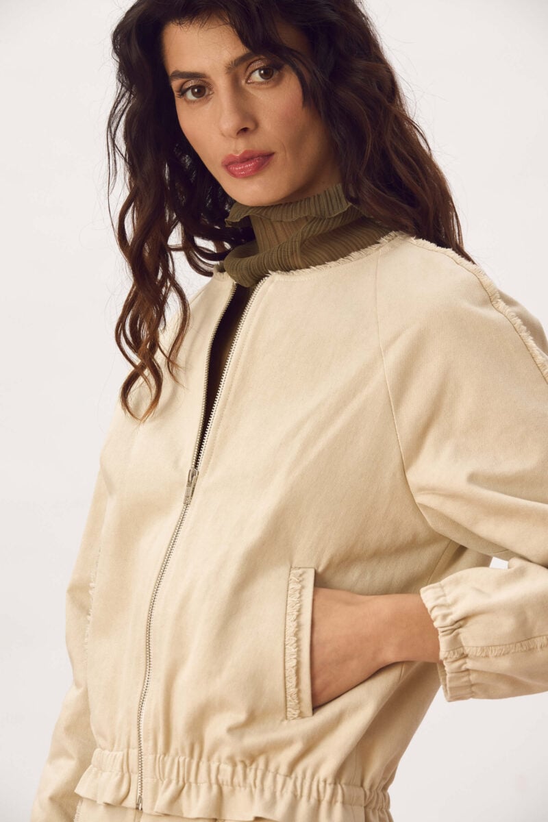 Jacheta Tip Bomber Din Bumbac Cu Franjuri "Claire"