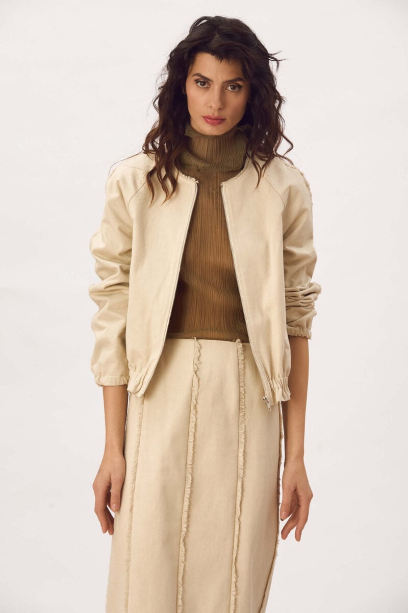 Jacheta Tip Bomber Din Bumbac Cu Franjuri "Claire"