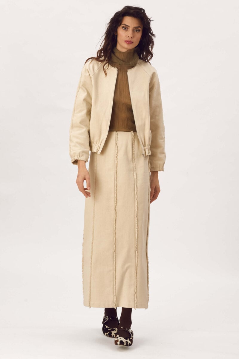 Jacheta Tip Bomber Din Bumbac Cu Franjuri "Claire"