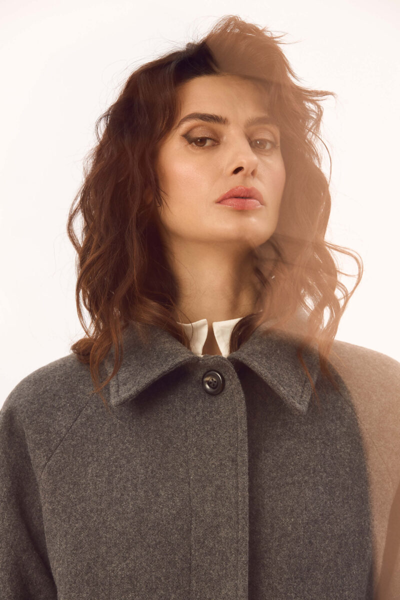 Palton Drept Din Lana "Celeste"