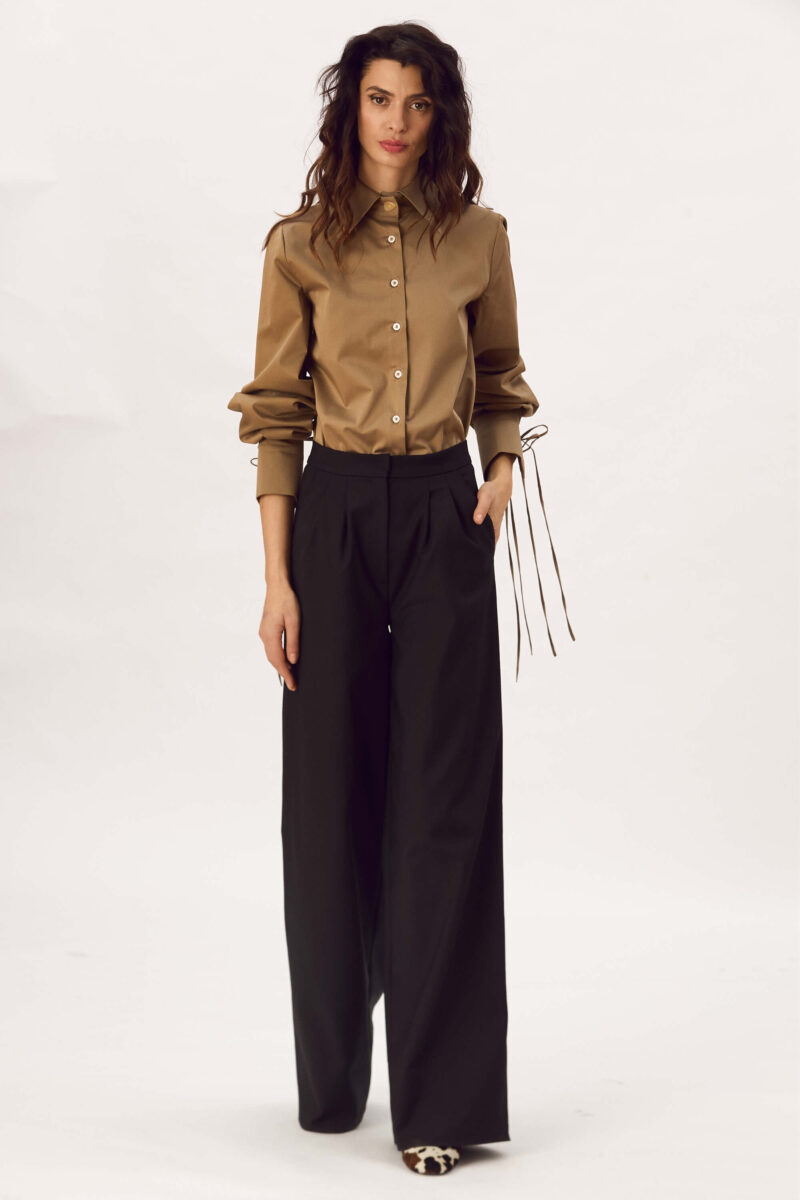 Pantaloni Largi Din Bumbac Satinat "Vega"