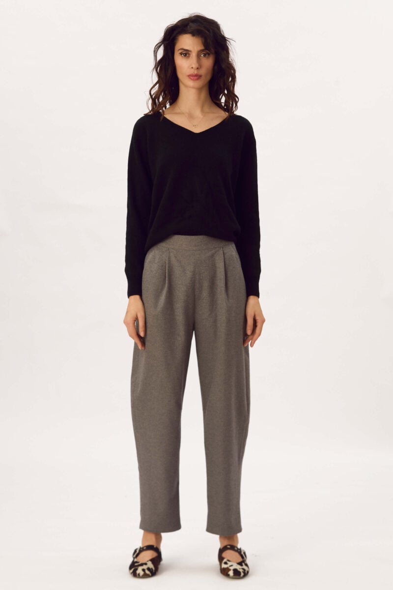 Pantaloni Tip Barrel-Leg Din Lana Subtire "Remy"