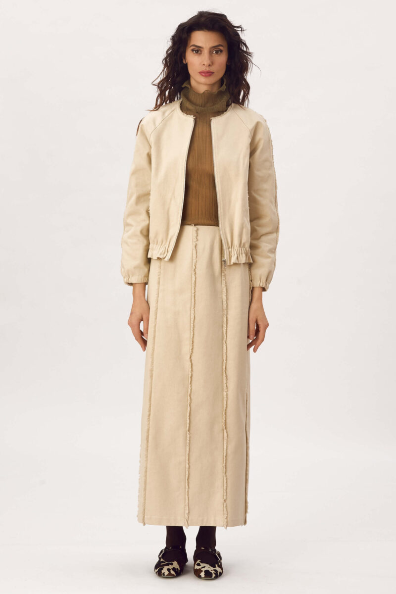 Set Jacheta Si Fusta Din Bumbac Cu Franjuri "Claire"