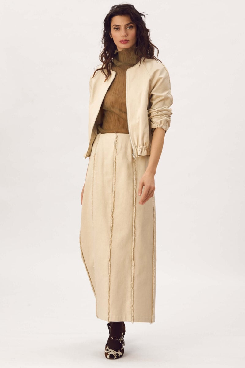 Set Jacheta Si Fusta Din Bumbac Cu Franjuri "Claire"