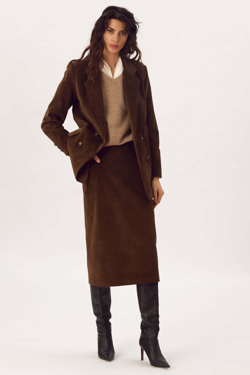 Set Sacou Si Fusta Din Catifea Reiata De Bumbac "Luara"