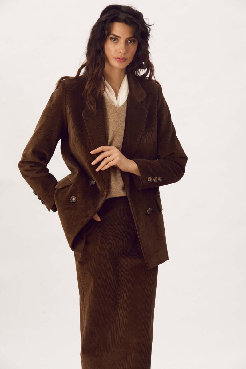 Set Sacou Si Fusta Din Catifea Reiata De Bumbac "Luara"