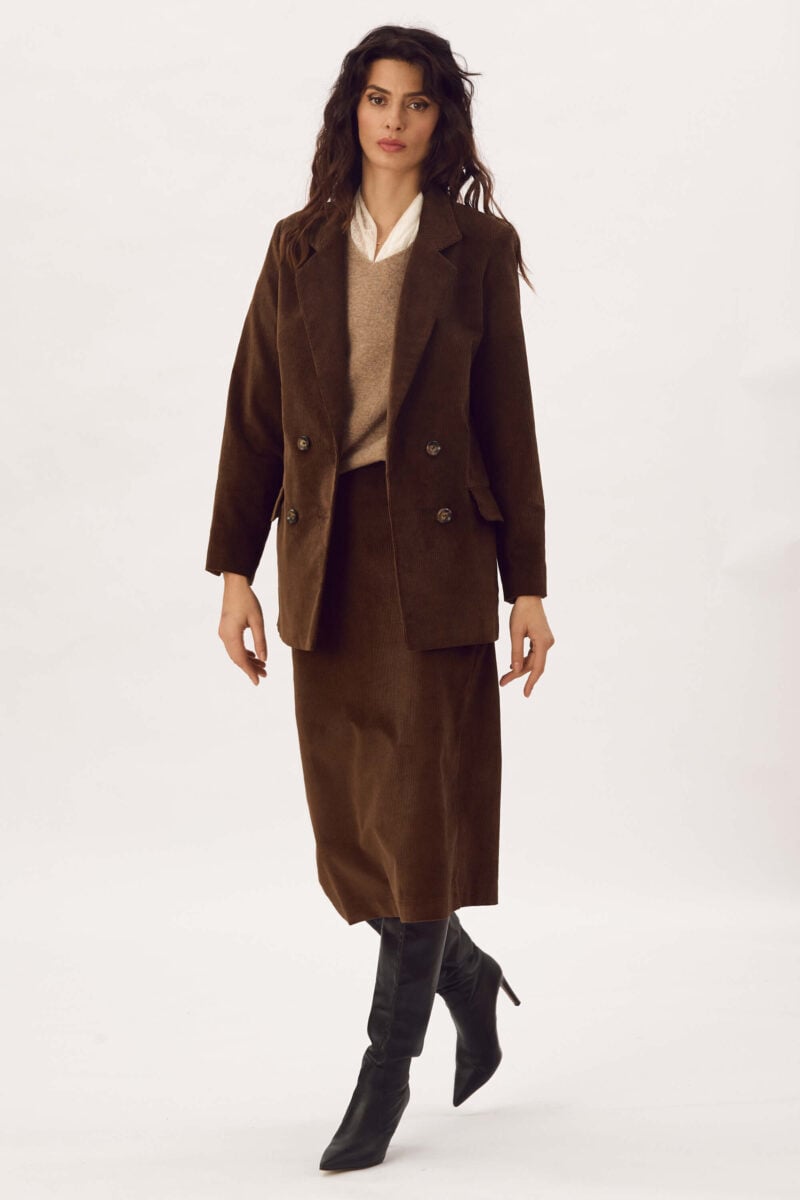 Set Sacou Si Fusta Din Catifea Reiata De Bumbac "Luara"